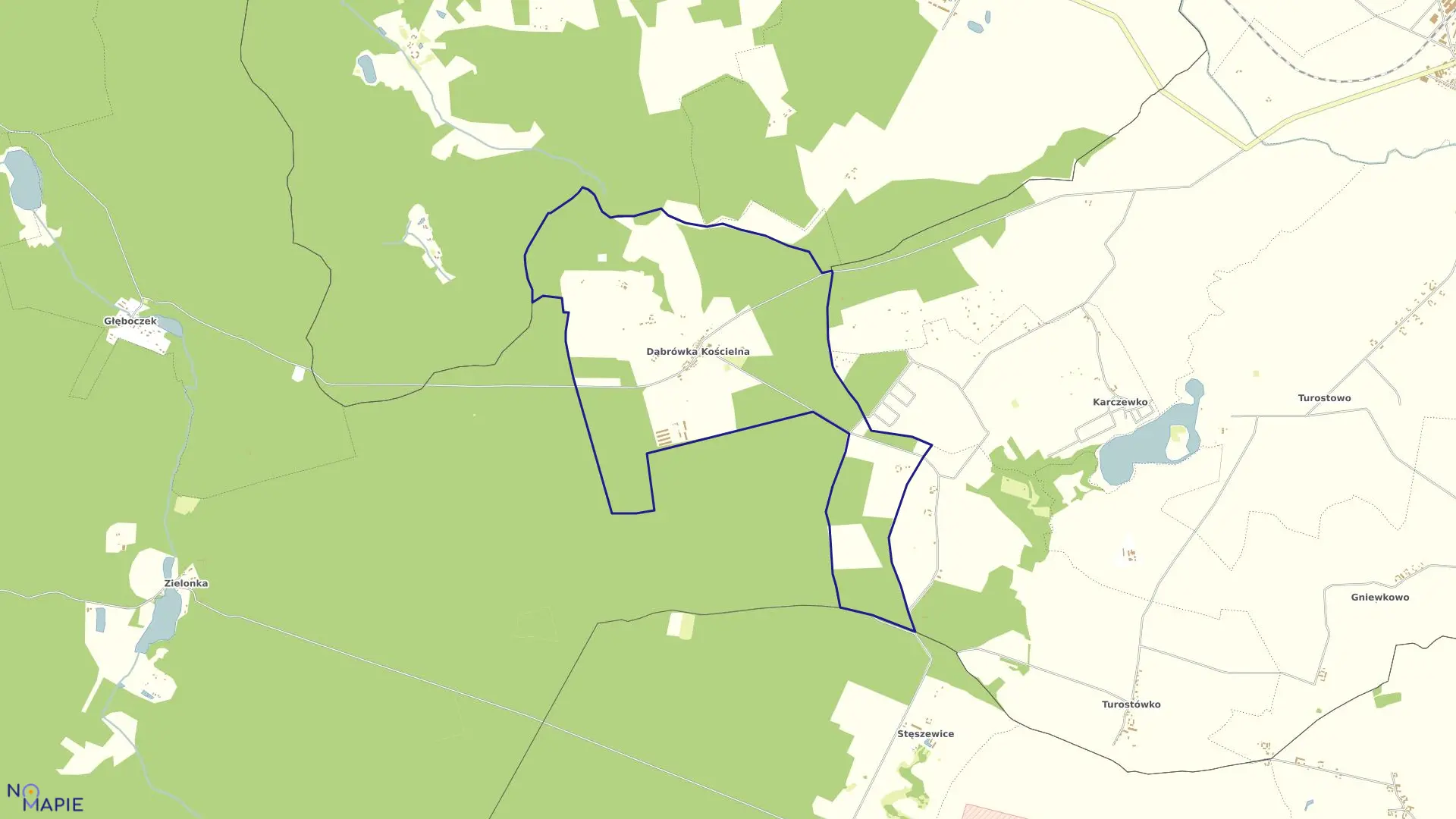 Mapa obrębu DĄBRÓWKA KOŚCIELNA w gminie Kiszkowo