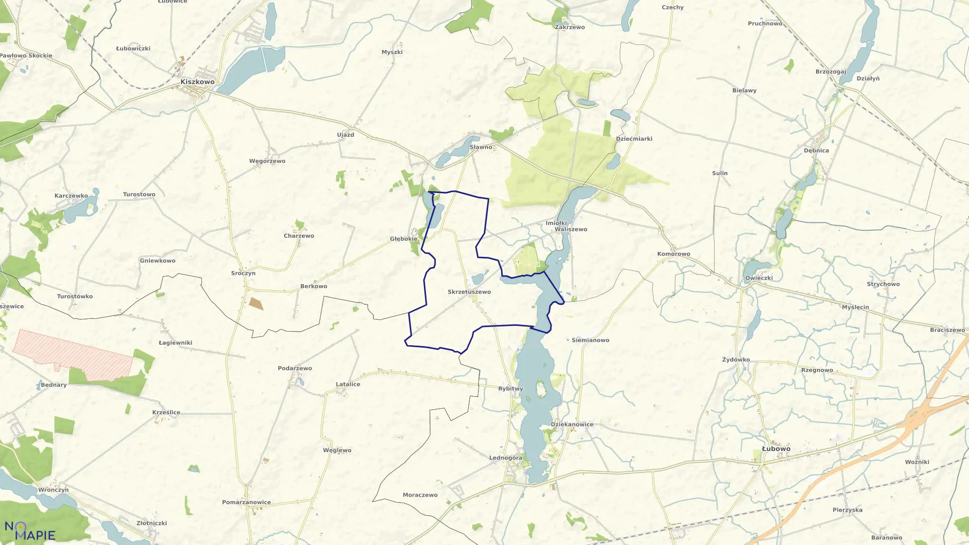 Mapa obrębu SKRZETUSZEWO w gminie Kiszkowo